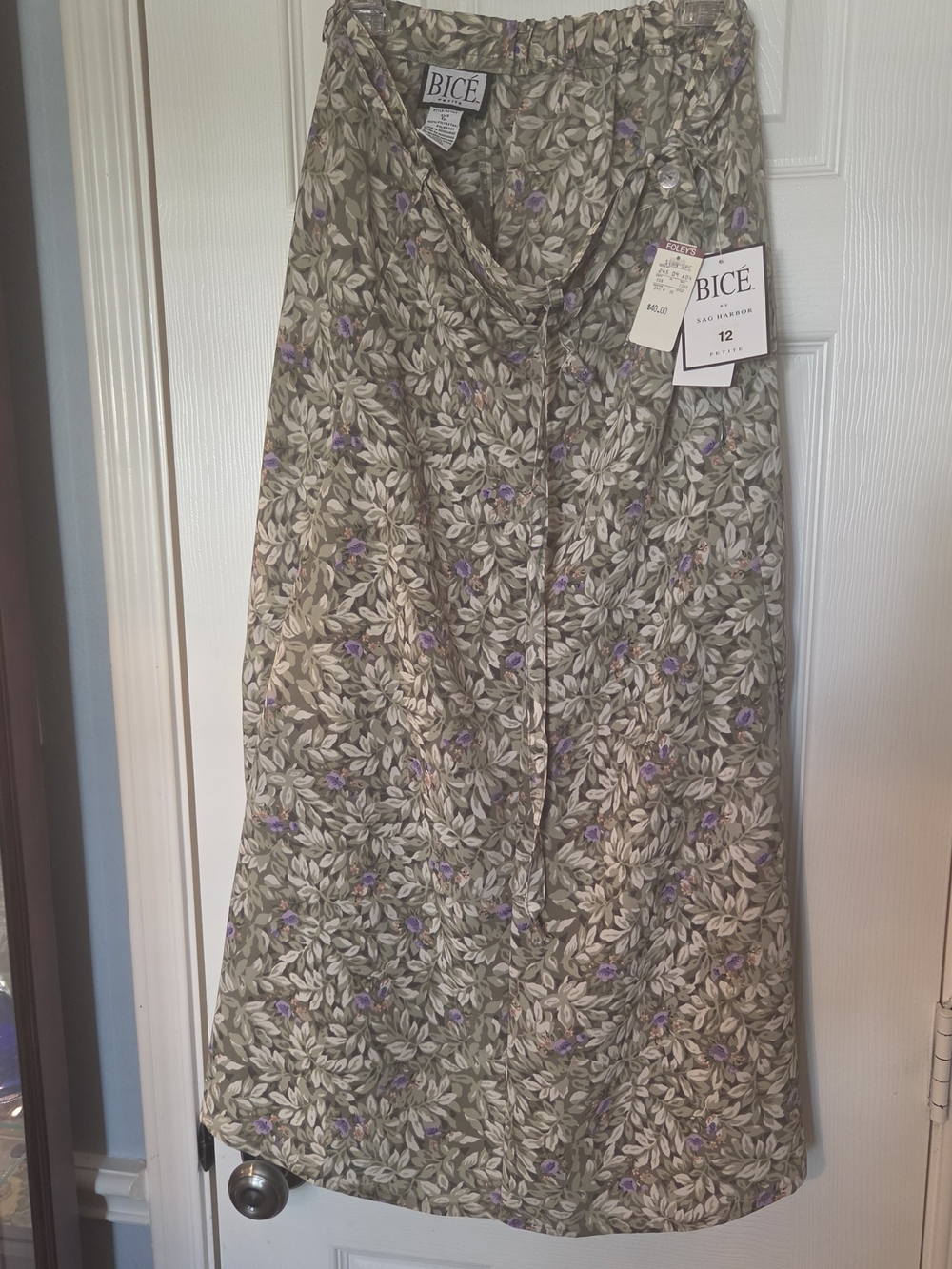 BICE by Sag Harbor Style 2568 Floral Midi Dress Green & Purple Size 12P NWT